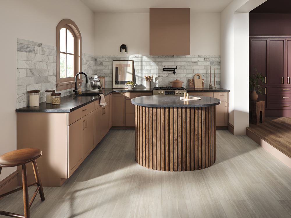 wood look flooring in kitchen